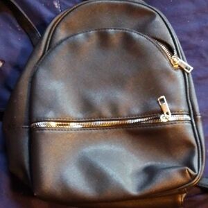 Ardene Black Mini Backpack with Gold Zippers